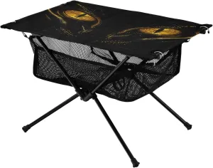 Camping Hiking Beach Picnic Travel Backyard Camping Table blend miserable threat communally Lightweight Portable Folding Table with Mesh Storage Net Cat Eyes Animal Ideal for 