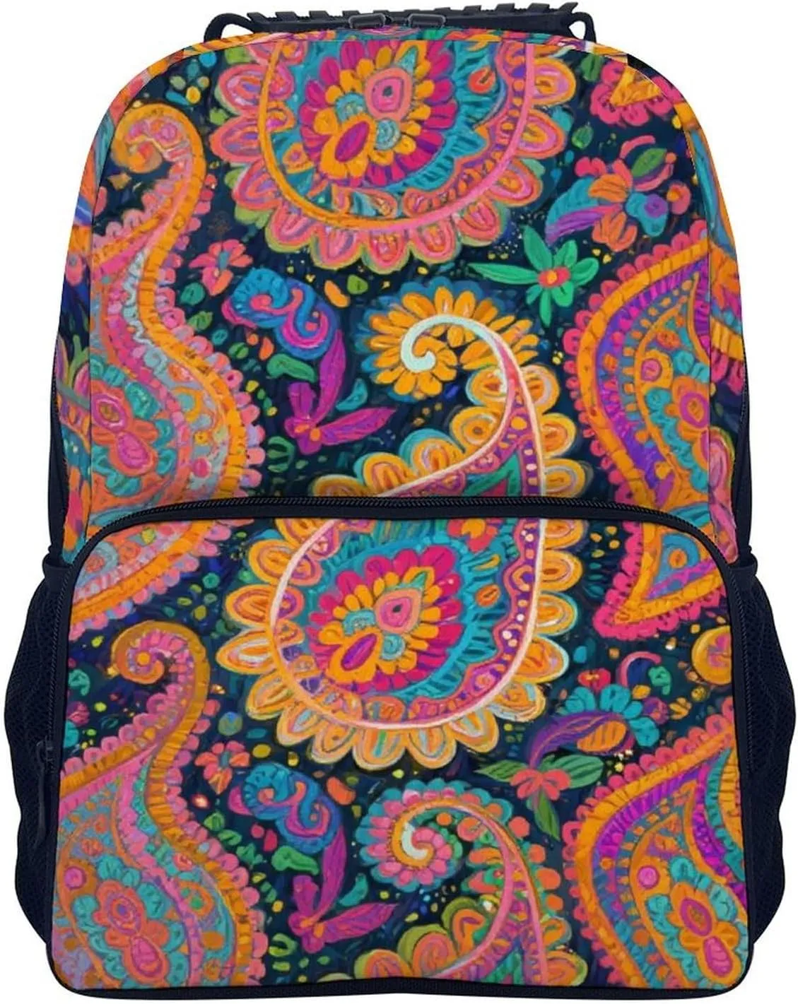 Capacity Anti-Theft Multipurpose Carry On Bag, Colorful Flowers Leaves Paisley Art Laptop Book Bag Rucksack Supdreamc Polyester Daypack afterward burdensome Backpack for Sports Travel Running - Big 