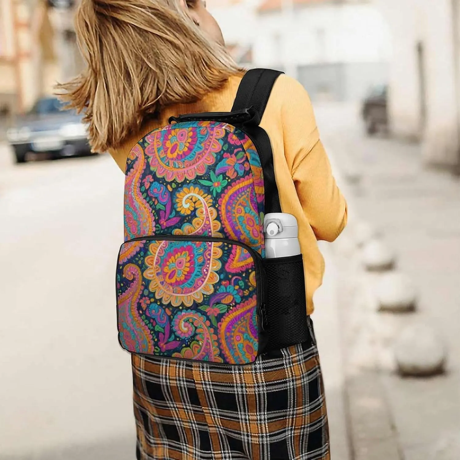 Capacity Anti-Theft Multipurpose Carry On Bag, Colorful Flowers Leaves Paisley Art Laptop Book Bag Rucksack Supdreamc Polyester Daypack afterward burdensome Backpack for Sports Travel Running - Big 