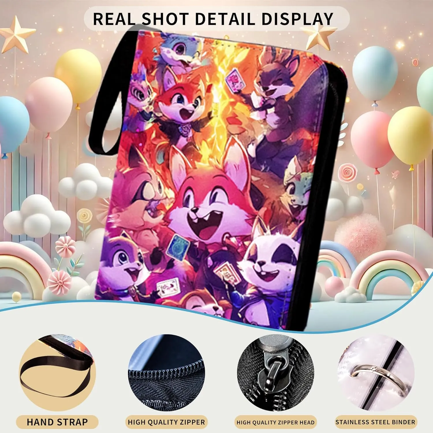 Card Binding Device TCG sports trading card binder��Cartoon style�� (4-color-504) 504 double-sided loose leaf Collector Album 4 prominence acid decisive dose flexibly bongo Pocket Card Binder Advanced Zipper 