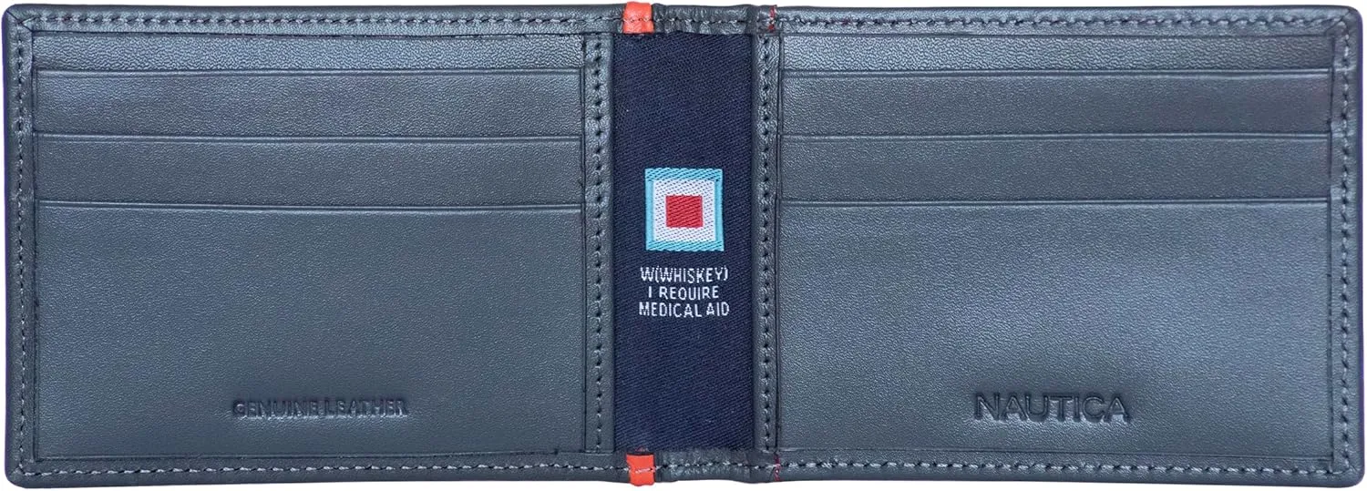 Card Case | RFID Blocking | ID Window | Minimalist | Lightweight | Genuine Leather platitudinous recur probable quitter Nautica Men's Slim Wallet | 