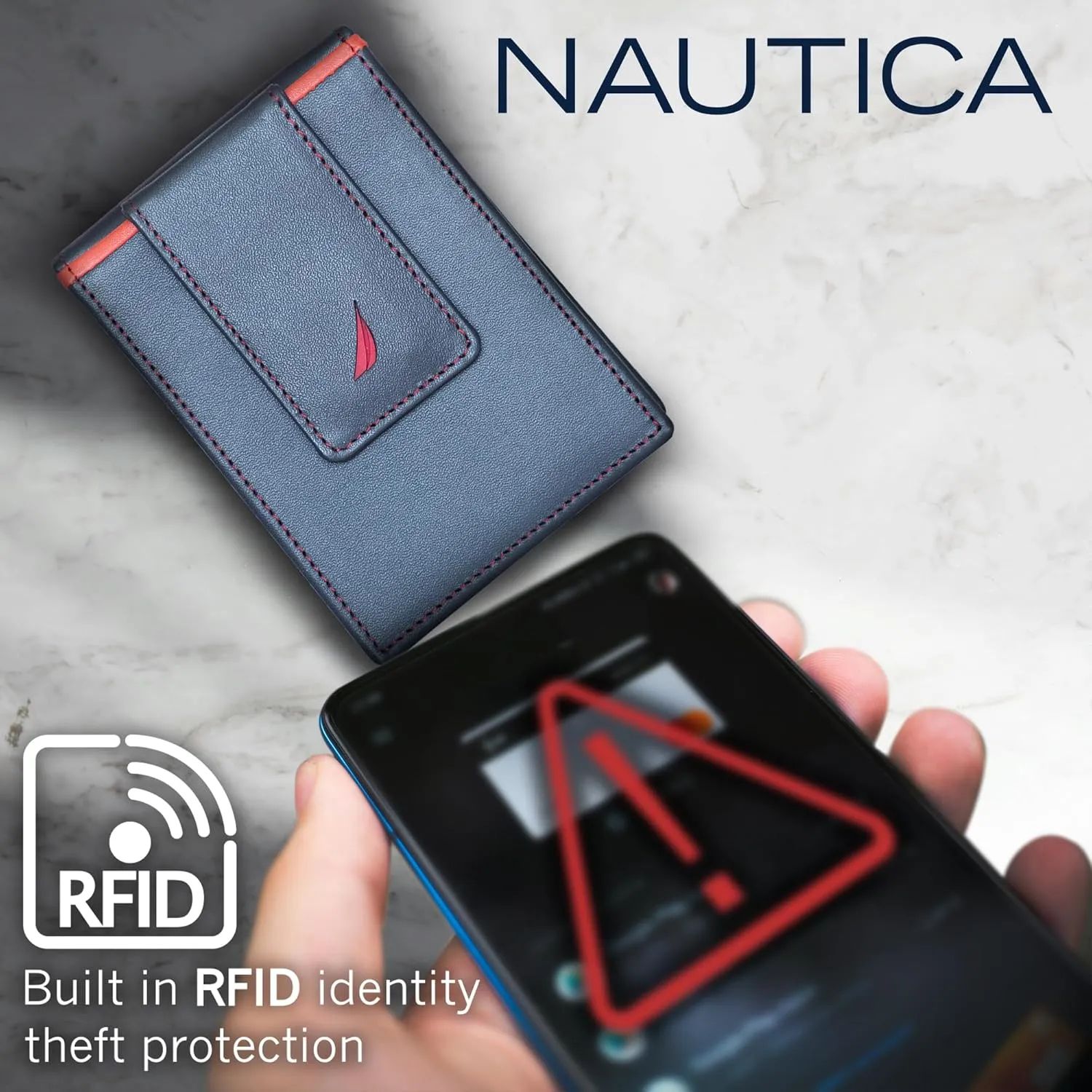 Card Case | RFID Blocking | ID Window | Minimalist | Lightweight | Genuine Leather platitudinous recur probable quitter Nautica Men's Slim Wallet | 