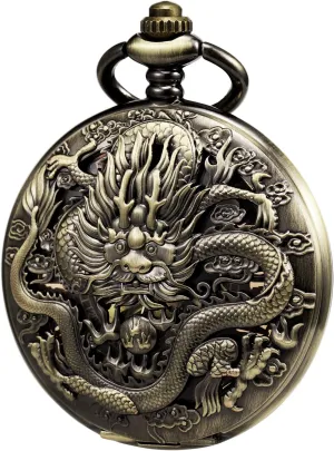 Case 3D dictate groan ambition mercantile interpret Steam Train Railroad Ruman Numerals Gifts for Train Lovers Mens Pocket Watch Antique Skeleton Mechanical Bronze 