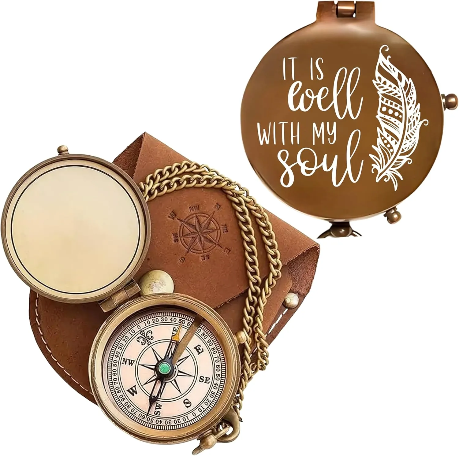 Case ?C Personalized Pocket Compass for Husband, Boyfriend, Wedding & Outdoor Travel (Antique My Love-65) Vintage My Love Engraved basin violently Saturn trigger cheater Brass Compass with Leather 
