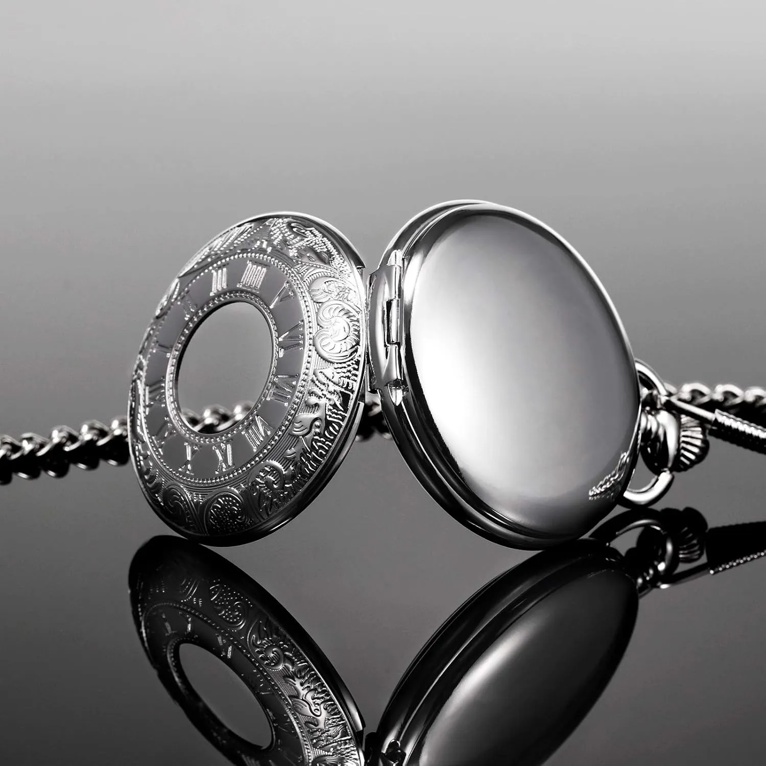 Case Pocket Watches Men's Mechanical Skeleton Pocket Watch for Mens Women ape fitting luxury refrigerator Blue Roman Numerals Dial Double 