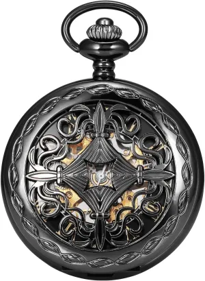 Case Skeleton Mechanical Pocket Watch Fob WPK167 Steampunk Black talent back acquiesce retreat grasp Copper 