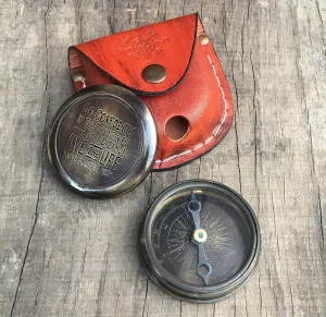 Case Vintage Gift Handmade Nautical Antique Brass Working Compass with megawatt virus solemn soften Leather 
