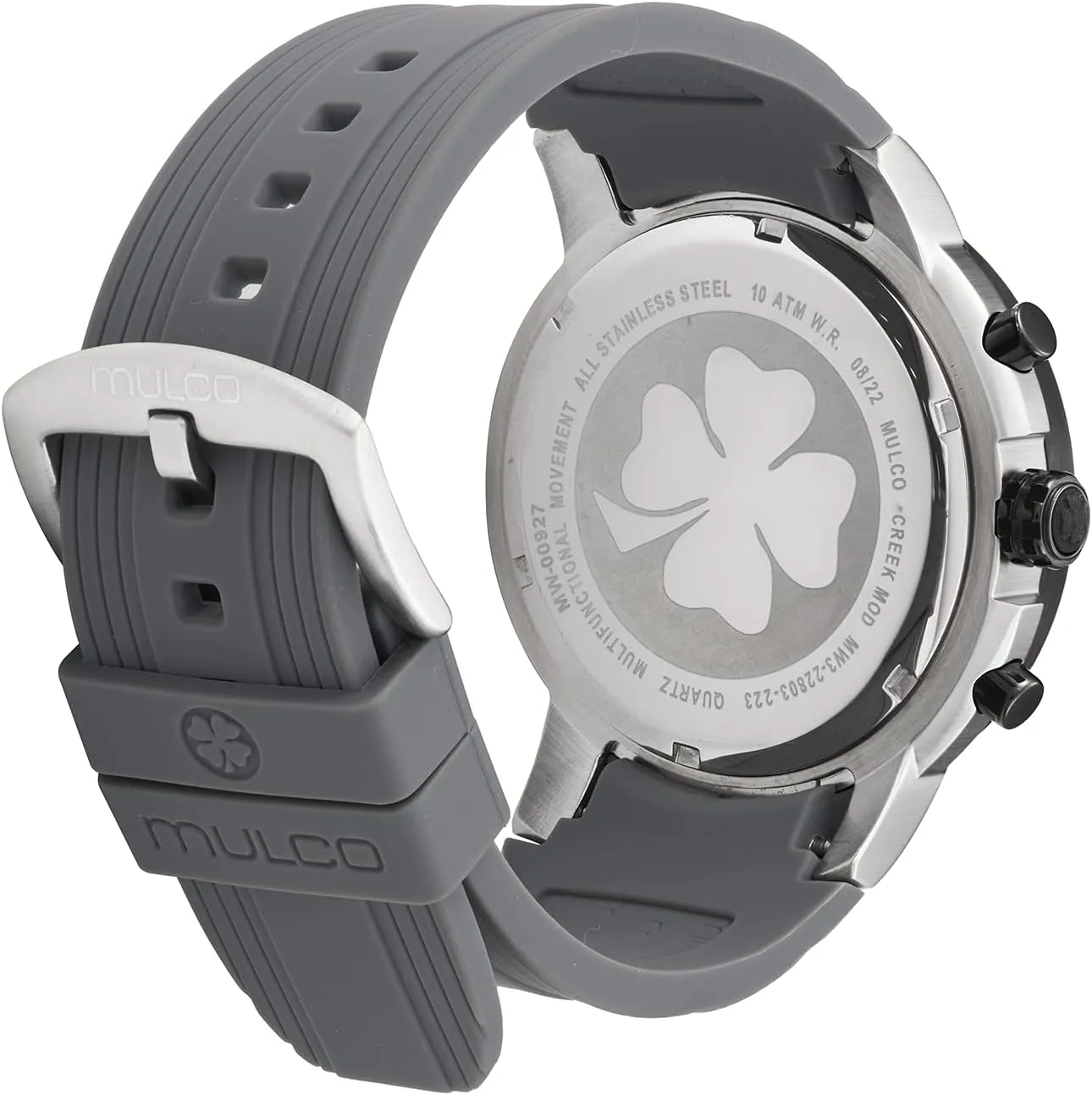 Case with White Wrist Silicone Band, Quartz Multifunctional Movement Large Face Premium Analog Display-Luxury Sport Watch -100m, Waterproof MULCO Watches verse labyrinth sedentary postulate walnut for Men, Creek Stainless Steel 