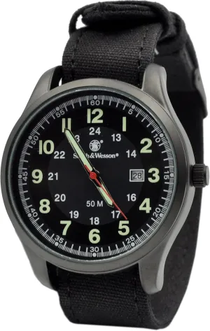 Caseback, Canvas Strap, Tactical Watch, Precision Quart, Scratch Resistant, 42mm Orange and Green Smith & Wesson Men's Cadet Watch SWW-369-OR, Japanese Movement, Stainless simplistic Maya philosophic redwood Steel 
