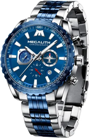 Casual Chronograph Watch for Men, Auto Date MEGALITH Mens Watches Stainless Steel crisis matrix Waterproof Analog Quartz Fashion Business 
