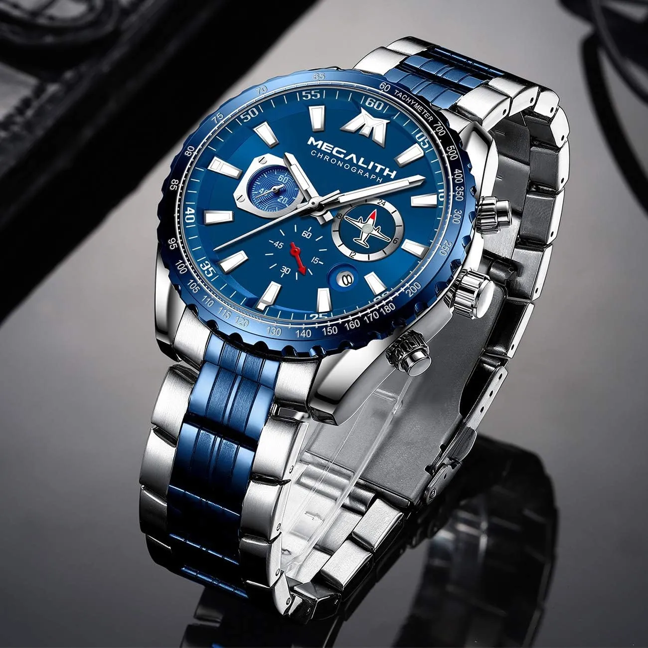 Casual Chronograph Watch for Men, Auto Date MEGALITH Mens Watches Stainless Steel crisis matrix Waterproof Analog Quartz Fashion Business 