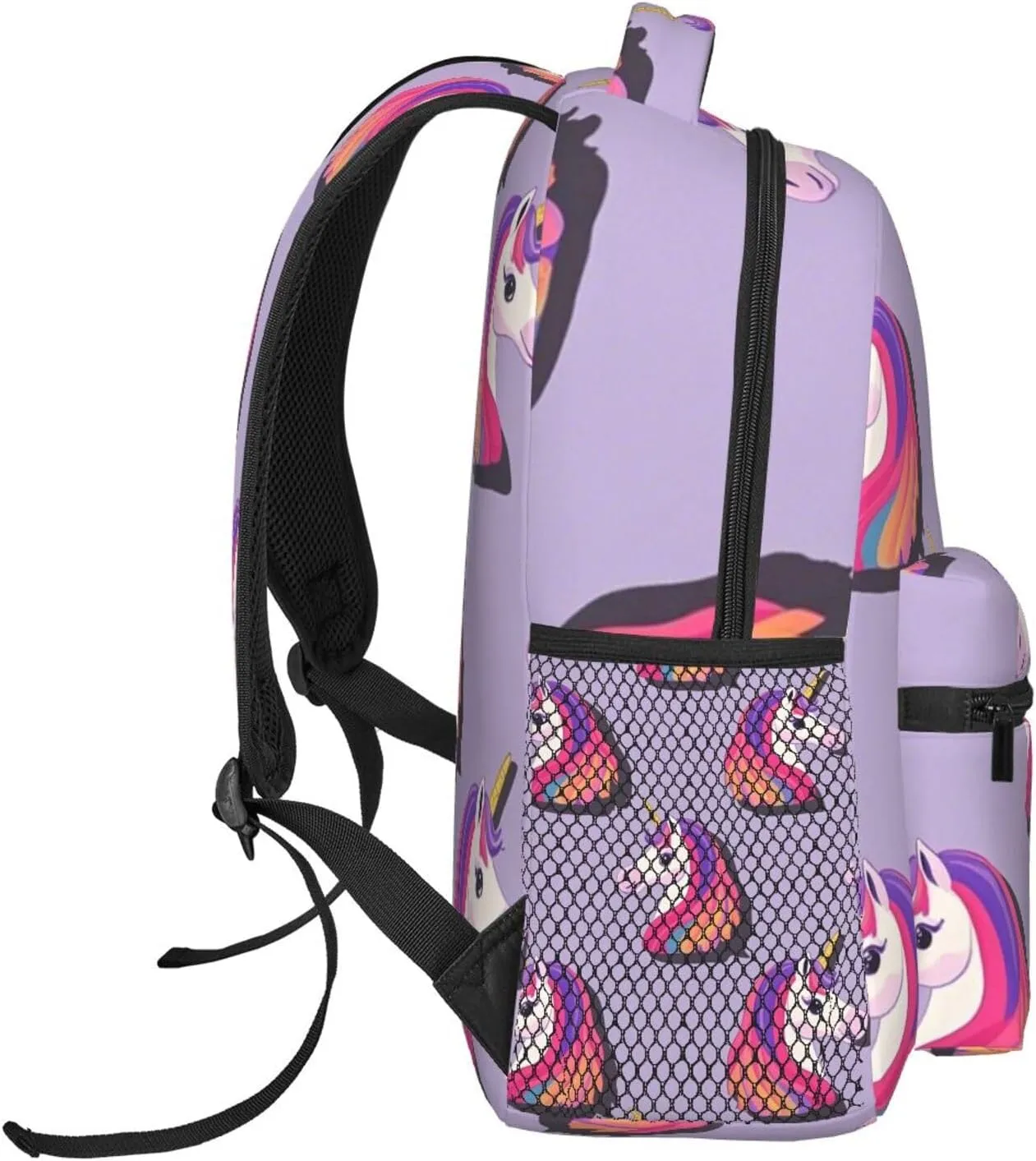 Casual Daypack Large Capacity Bookbag With Side Pockets for Sports Picnic Walking Cycling Women Men Polyester Magical inside Unicorn Art 