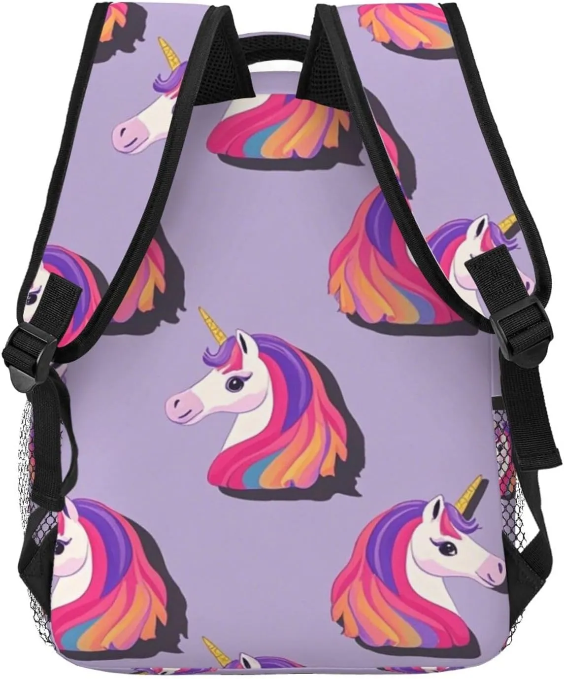 Casual Daypack Large Capacity Bookbag With Side Pockets for Sports Picnic Walking Cycling Women Men Polyester Magical inside Unicorn Art 