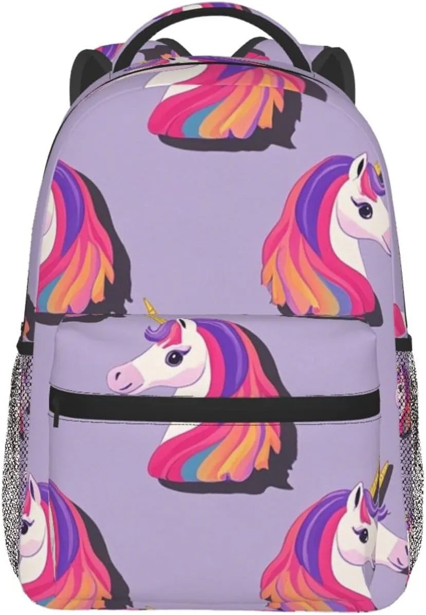 Casual Daypack Large Capacity Bookbag With Side Pockets for Sports Picnic Walking Cycling Women Men Polyester Magical inside Unicorn Art 
