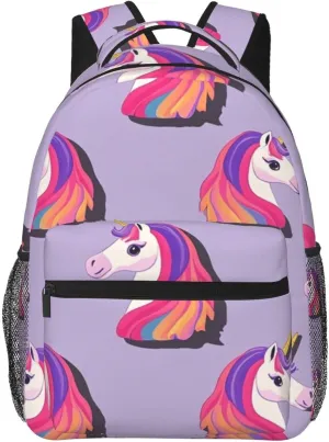 Casual Daypack Large Capacity Bookbag With Side Pockets for Sports Picnic Walking Cycling Women Men Polyester Magical inside Unicorn Art 