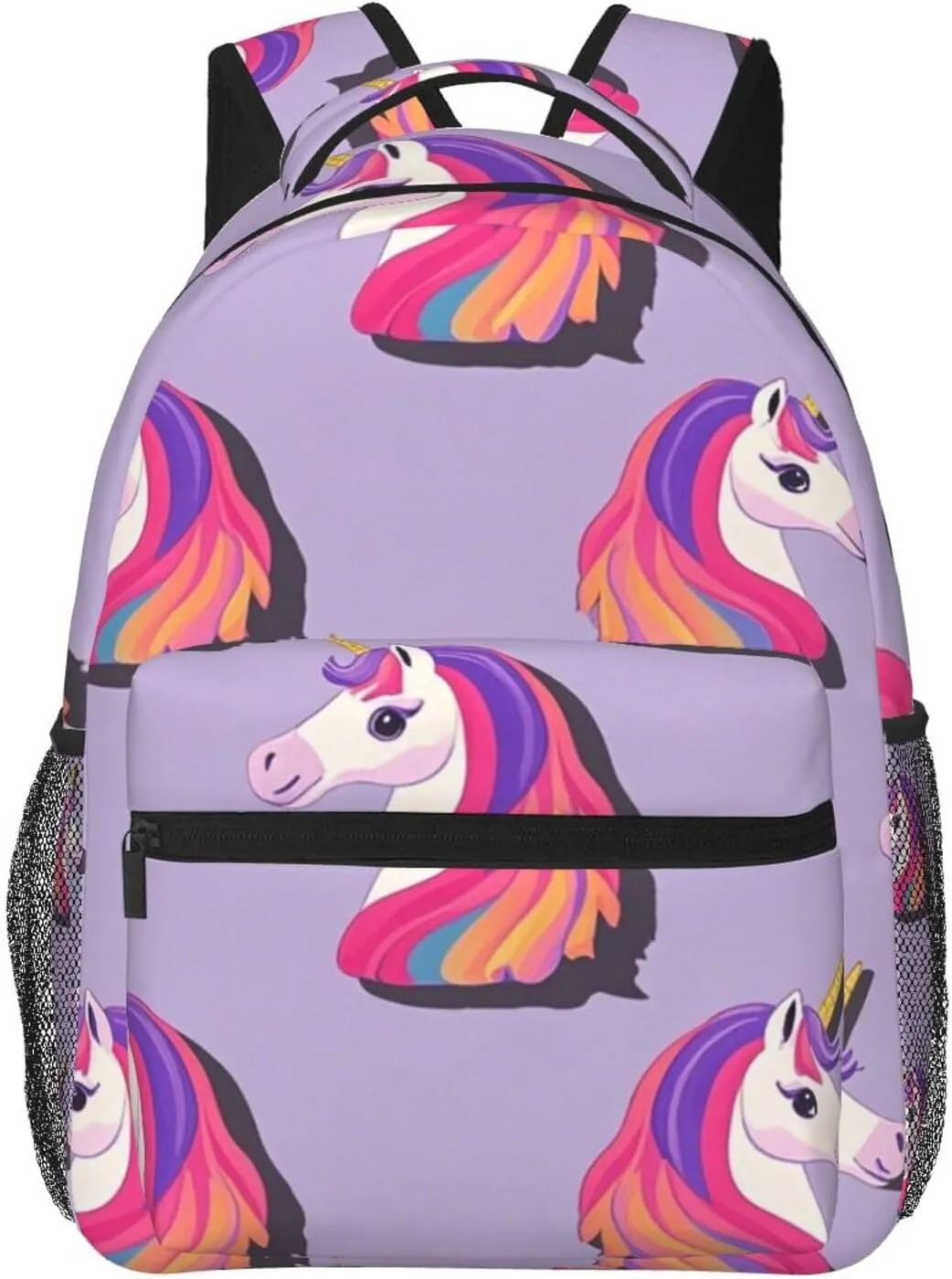 Casual Daypack Large Capacity Bookbag With Side Pockets for Sports Picnic Walking Cycling Women Men Polyester Magical inside Unicorn Art 