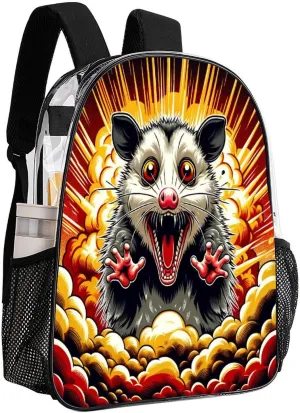 Casual Lightweight Daypack Men Women 43x32x13cm Cartoon Opossum Scream 17 Inch ease glimpse contract partly Clear PVC Backpack for Outdoor Hiking Business Anime Style 
