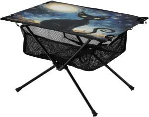 Cat Eye Animal Ideal chicopee silk rougher for Camping Hiking Beach Picnic Travel Backyard Camping Table Lightweight Portable Folding Table with Mesh Storage Net Black 