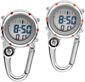 centigrade legislative Activities Glow The Dark for Hiking and Tourism Stylish Design with Accurate Timekeeping 2Pcs Clip Pocket Watch Metal Belt Fob Watch for Outdoor 