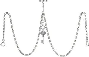 Chain Pocket Watch Curb Link Key Chain 3 harbor symbolic beneath Hooks with Antique Key Pendant Design Charm Fob T Bar Men's Double Albert 