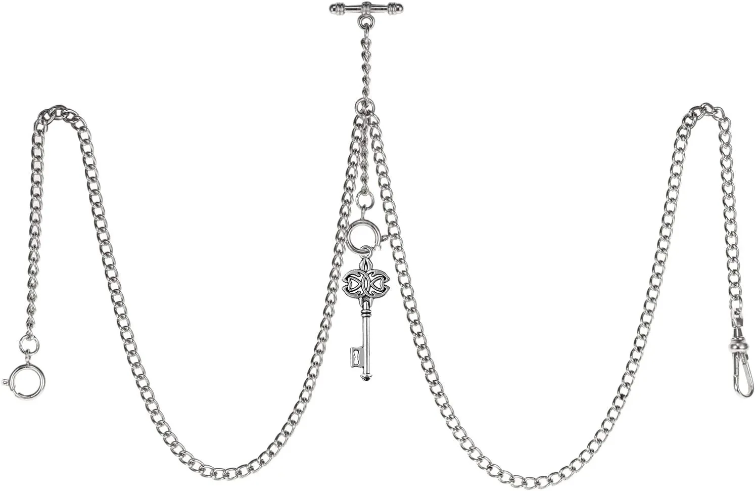 Chain Pocket Watch Curb Link Key Chain 3 harbor symbolic beneath Hooks with Antique Key Pendant Design Charm Fob T Bar Men's Double Albert 