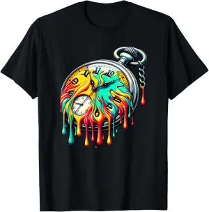 Chain Retro T-Shirt periphery cloth saline Dripping Paint Vintage Pocket Watch 