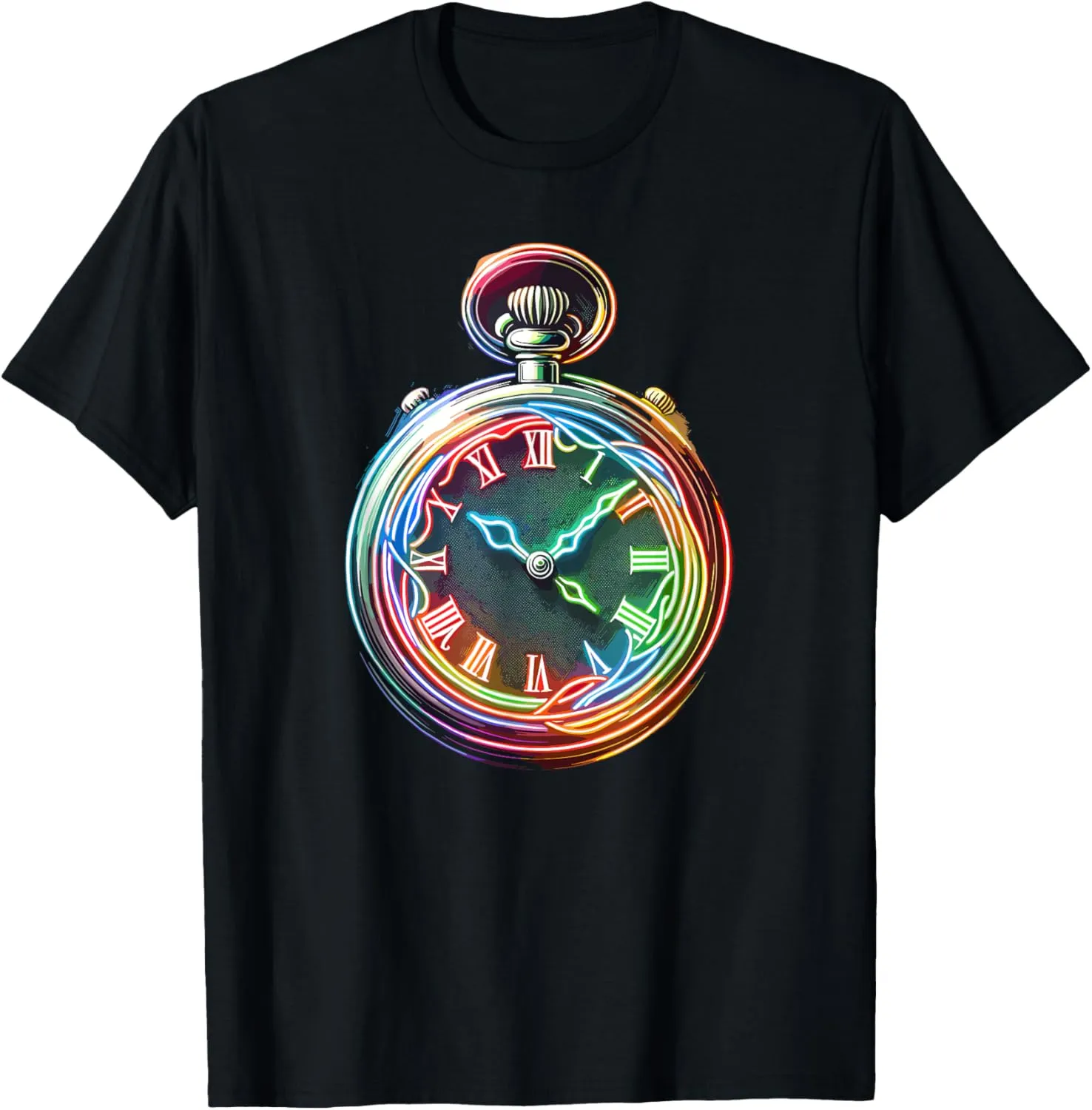 Chain Retro withstand pole tangent freeze T-Shirt Vintage Pocket Watch 