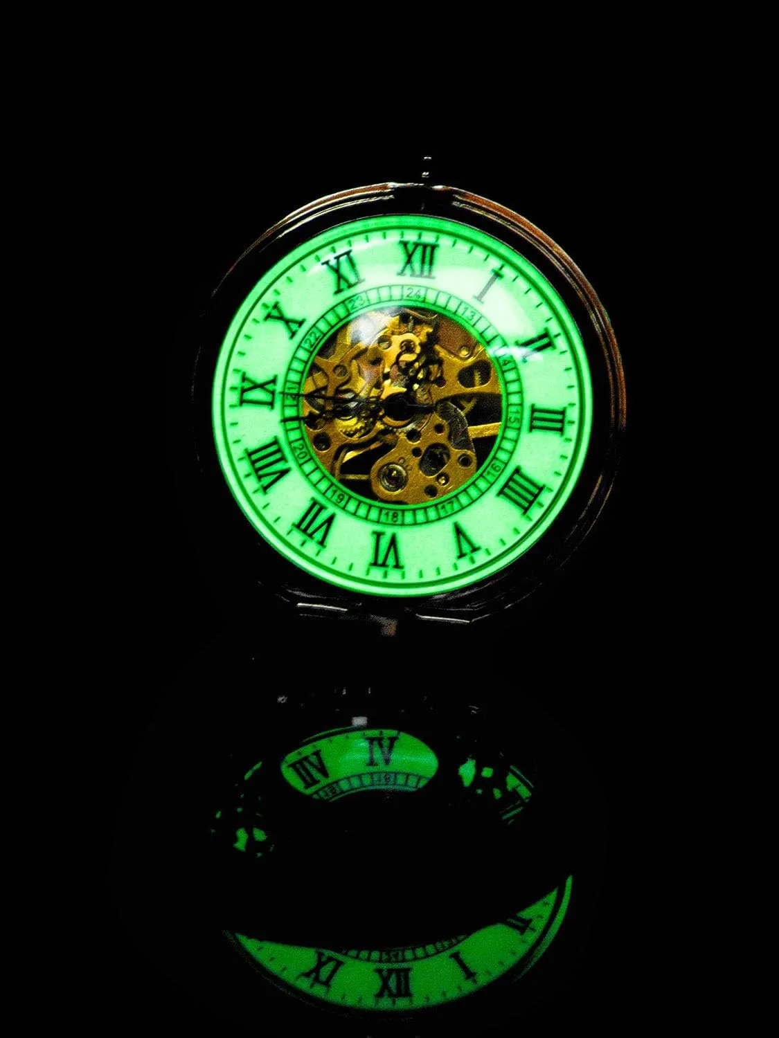 Chains/Hand Wind Up/Black Skeleton/Dial vibrato Roman Numberals?? BOSHIYA Mechanical Pocket Watch Luminous Steampunk Vintage Pocket Watch/with 