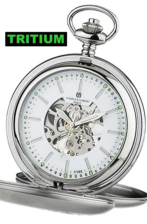 Charles-Hubert Paris Skeleton Pocket Watch, Tritium Illumination, with Closing Covers, XWA5561