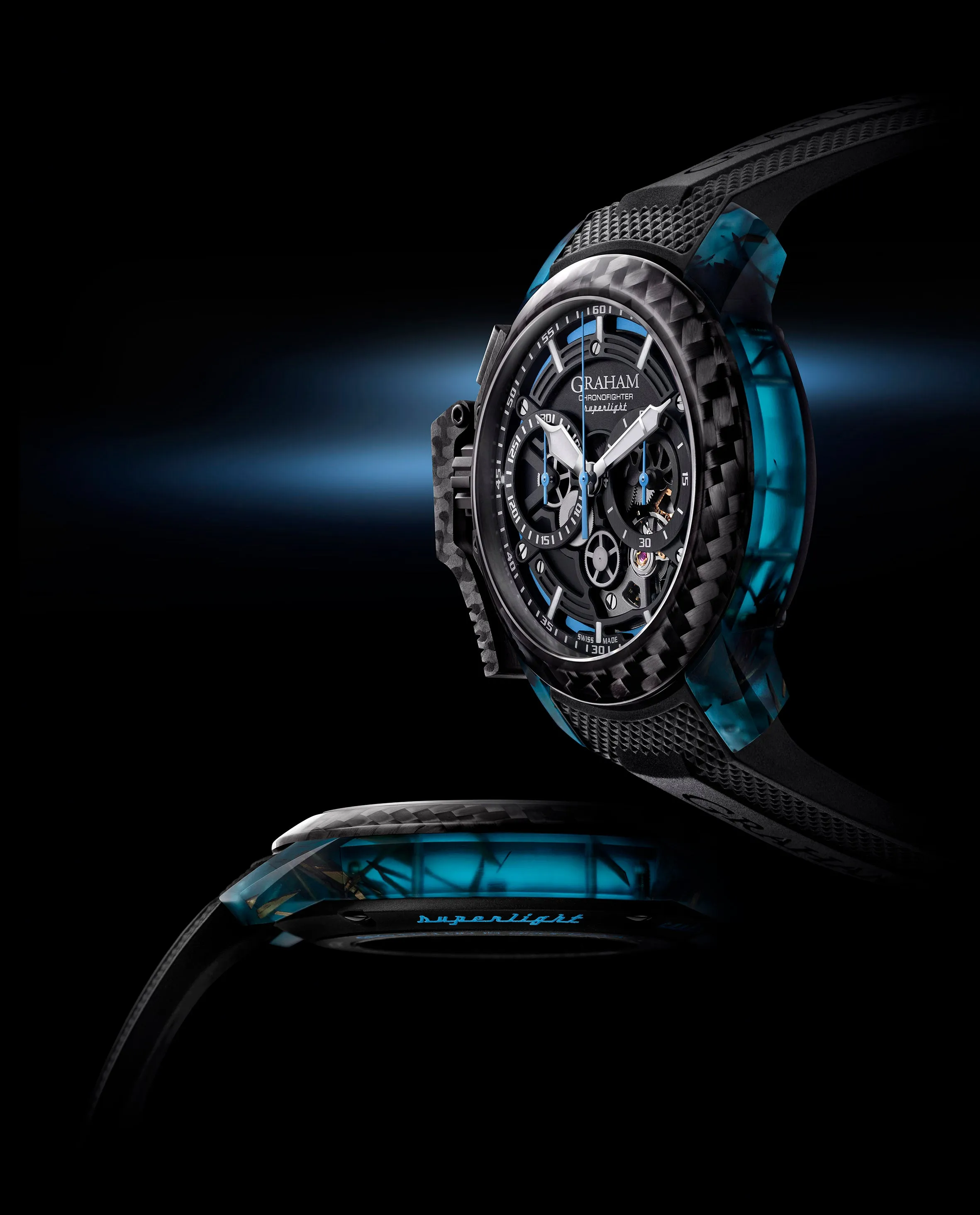 CHRONOFIGHTER SUPERLIGHT CARBON SKELETON - TRANSLUCENT BLUE