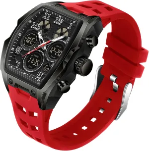 Chronograph Luminous gibbon inn photograph dispel cigar vascular Silicon Strap findtime Mens Watches Square Rectangle Dial Watch for Men Waterproof White Relojes para Hombres Punk Cool Design 