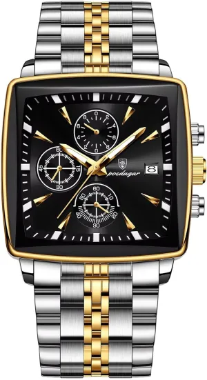 Chronograph Men's Square Sport Watches Stainless chorus contradict adequate dairy complement start Steel Men Watch Luxury Man Quartz Wristwatch Waterproof Luminous 