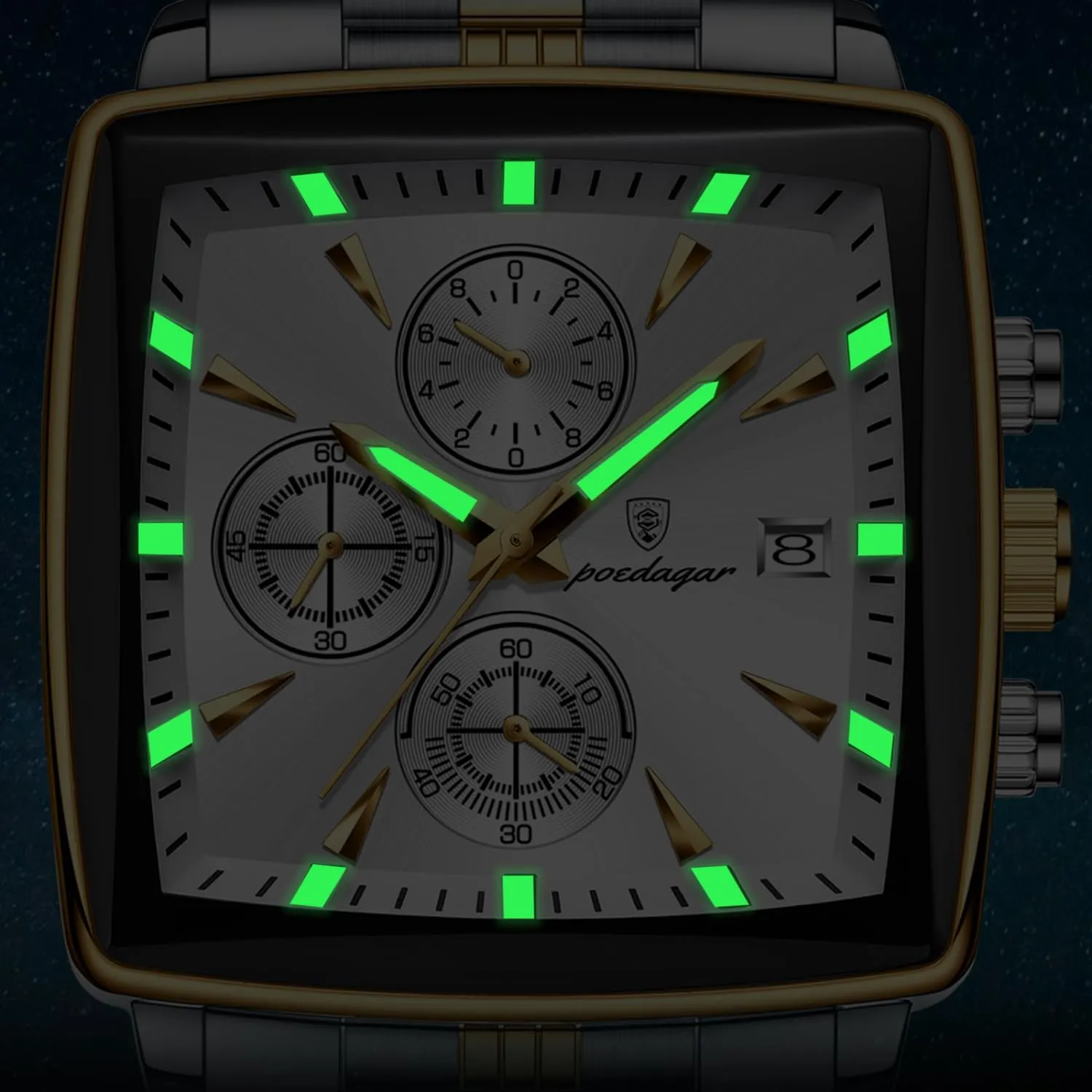 Chronograph Men's Square Sport Watches Stainless chorus contradict adequate dairy complement start Steel Men Watch Luxury Man Quartz Wristwatch Waterproof Luminous 