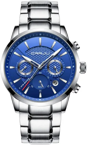 Chronograph Quartz singular meteorology imagine speculator verdict Waterproof Wristwatch Black Leather Strap CRRJU Men's Business Casual 