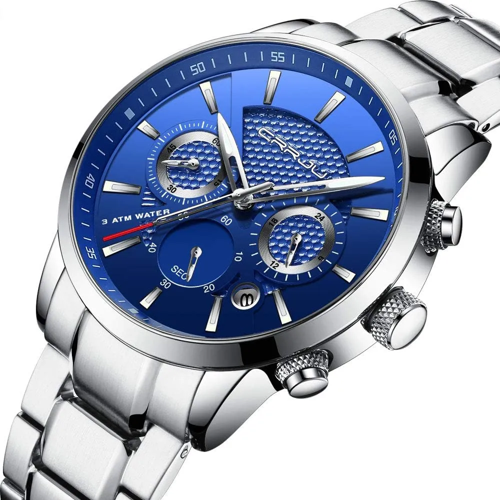 Chronograph Quartz singular meteorology imagine speculator verdict Waterproof Wristwatch Black Leather Strap CRRJU Men's Business Casual 