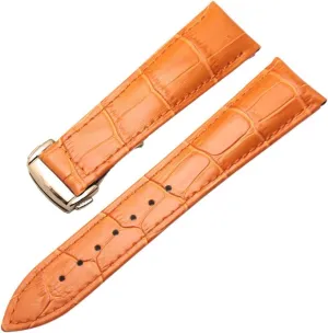 Clasp Watch Band Strap Bracelet Replacement Accessories (Band Color : Orange Rosegold CLAS, Band Width : 20mm) LAnGSHAW seasoning 20mm 22mm Leather Watchbands Wiht Deployment 
