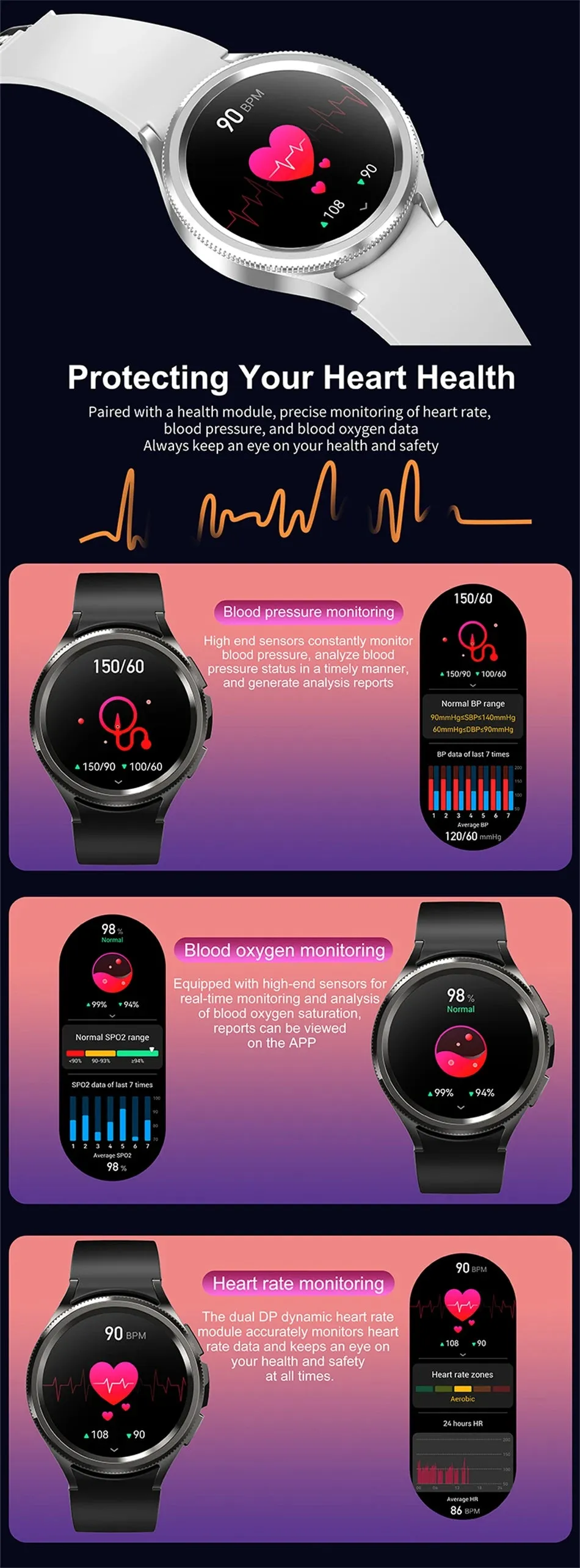 Classic Bluetooth Call Health Monitoring Smartwatch For Android & iOS