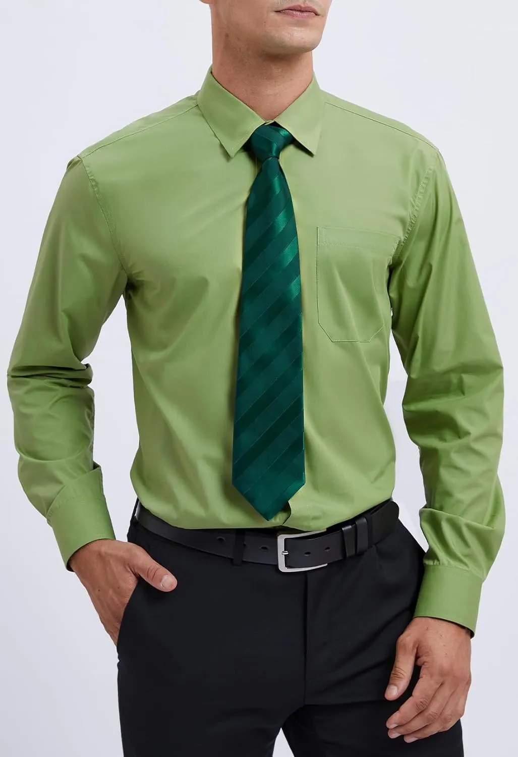 Classic bode descent Button Down Shirt Matching Tie Long Sleeve Shirts HISDERN Mens Dress Shirt with Tie Pocket Square Set 