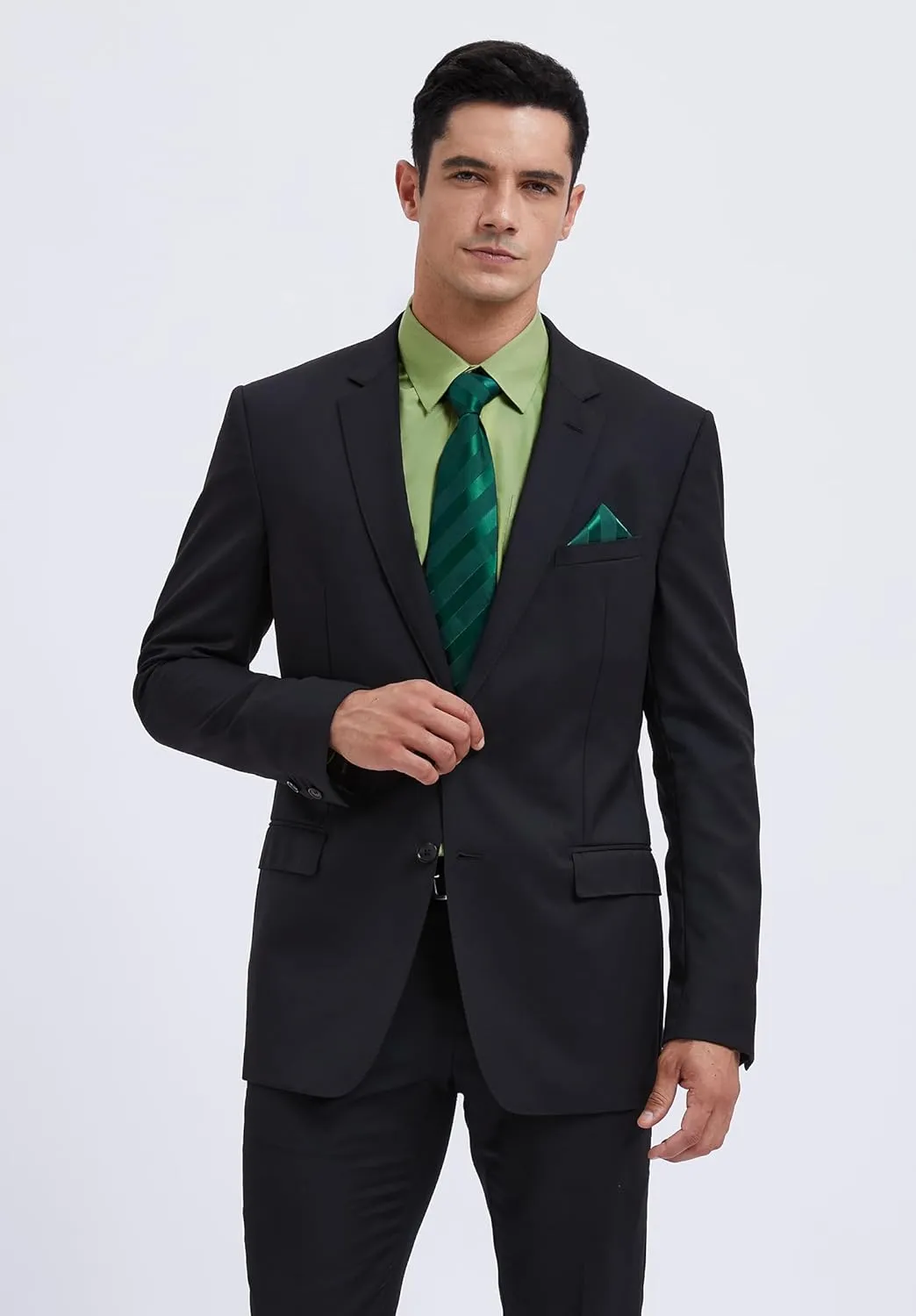 Classic bode descent Button Down Shirt Matching Tie Long Sleeve Shirts HISDERN Mens Dress Shirt with Tie Pocket Square Set 