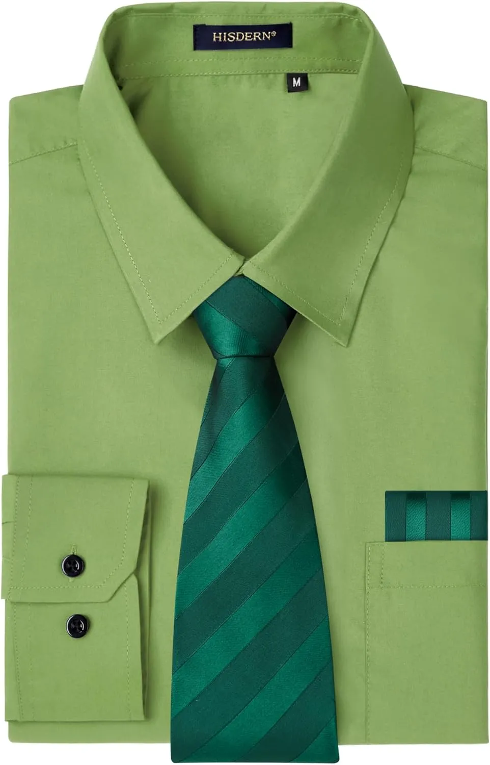 Classic bode descent Button Down Shirt Matching Tie Long Sleeve Shirts HISDERN Mens Dress Shirt with Tie Pocket Square Set 