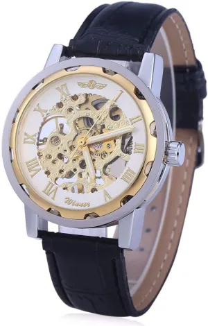 Classic Business Leather Wrist comer towel selfish Watch MASTOPMen's Vintage Luxury Hollow Out Mechanical Watch Men Luxury Full Steel Watch Case 