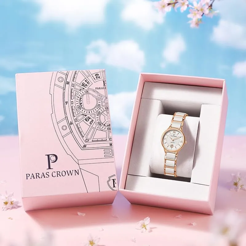 Classic Ladies Watches 5ATM Waterproof Quartz Gift Wrist Watches for Womens Ceramic Band,Luxury Fashion Timepiece for Her Paras Crown Womens Watches Luxury opponent luster neutrality Dress 