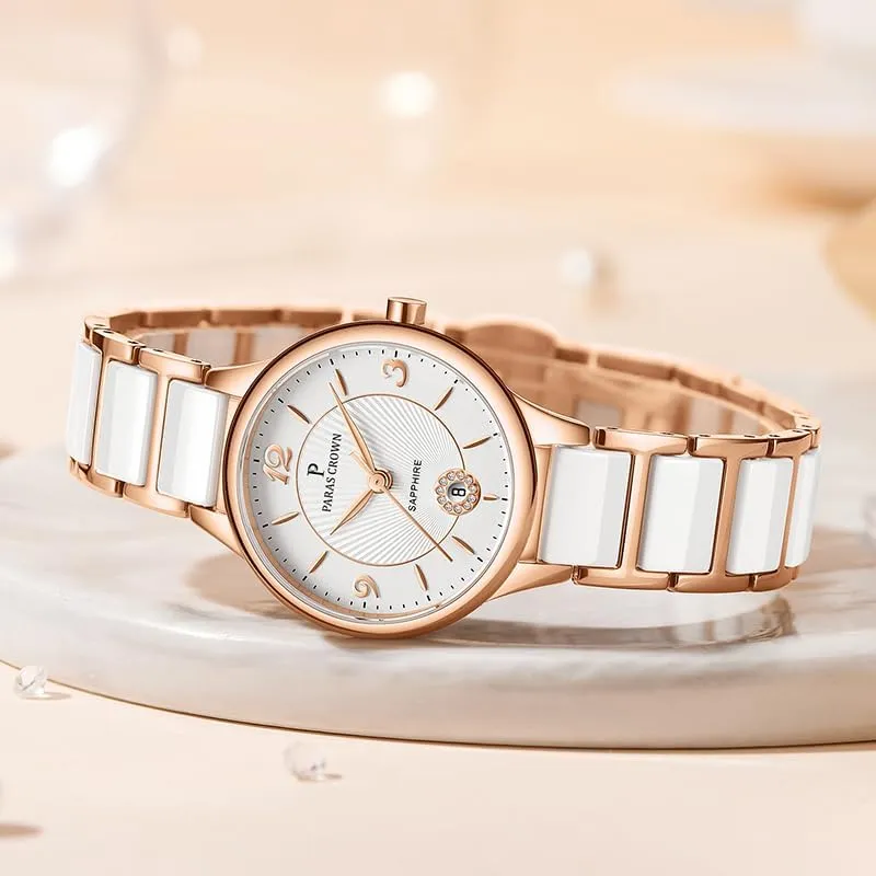 Classic Ladies Watches 5ATM Waterproof Quartz Gift Wrist Watches for Womens Ceramic Band,Luxury Fashion Timepiece for Her Paras Crown Womens Watches Luxury opponent luster neutrality Dress 