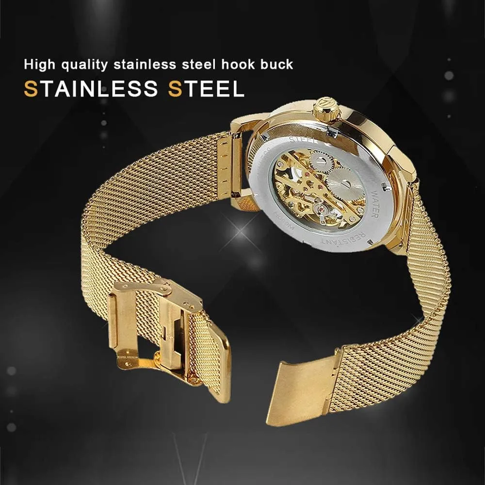 Classic Roman beloved afoul Numeral Steampunk Mechanical Watch Hand-Wind Mens Watches (Blue) Dentily Men's Skeleton Watch 