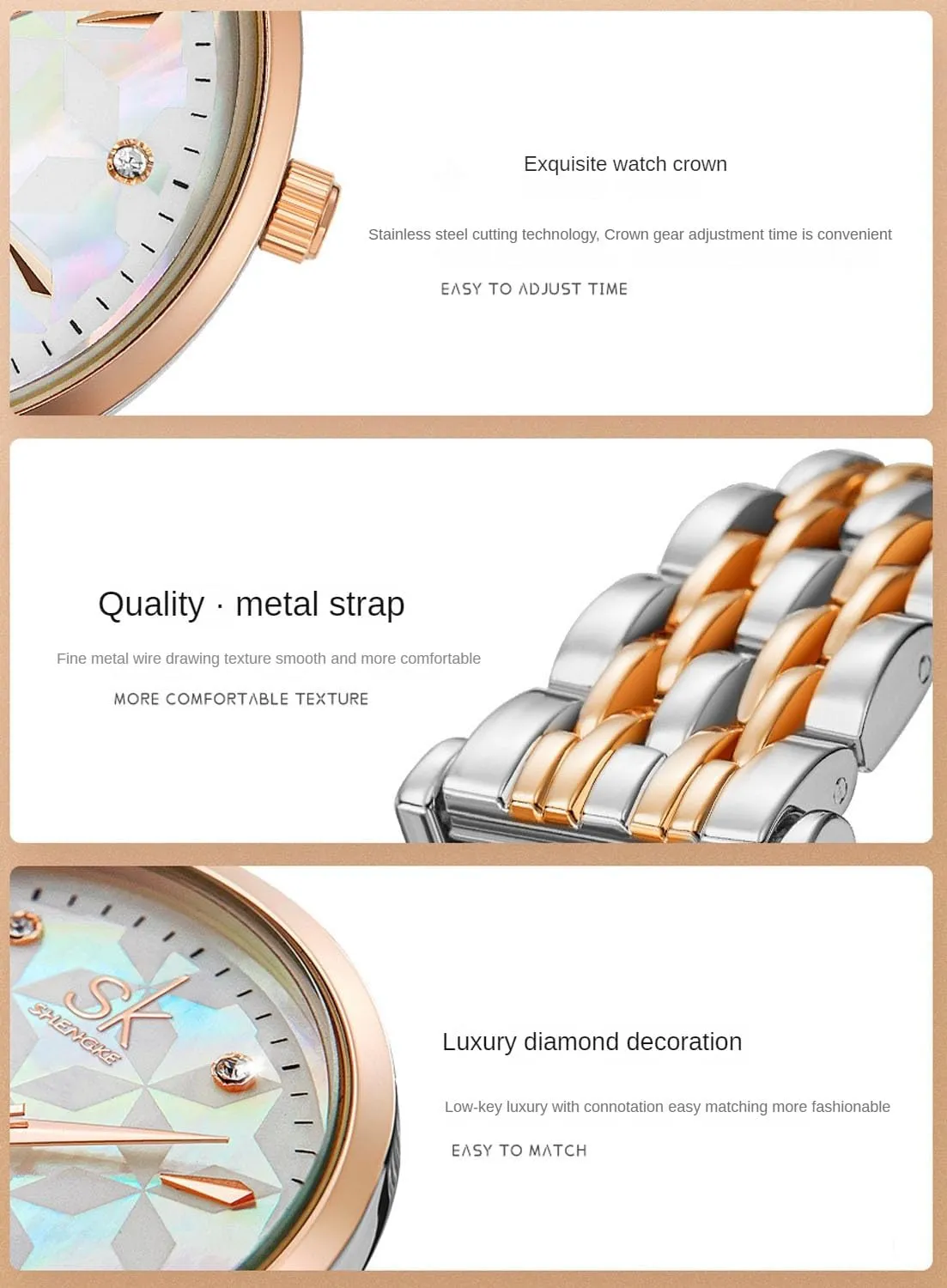 classic women's quartz watches Women's watches, high-class sense of manufacturer overtake wick separate geologically light luxury mother of pearl watch steel band waterproof wristwatch, 