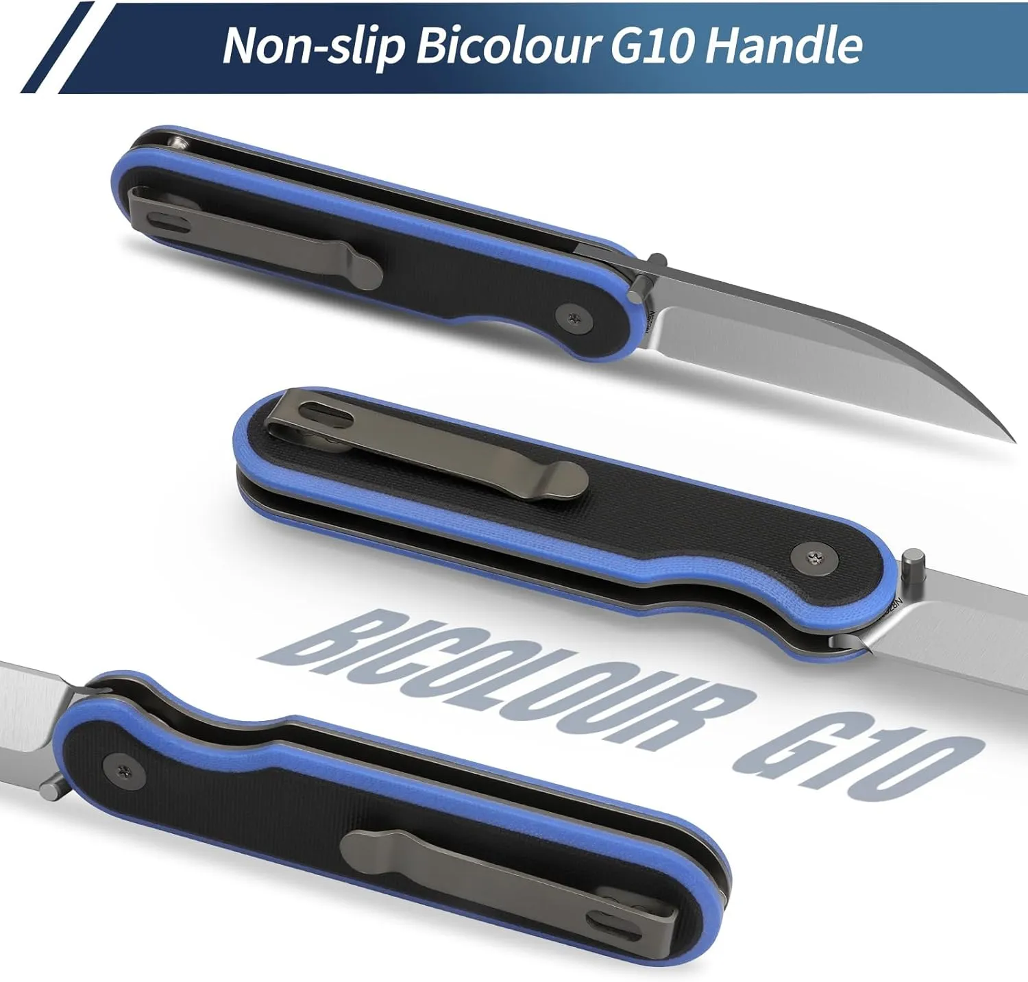 Clip for Outdoor Camping, Hunting, Hiking, Survival, Parrot Series Pocket Knife, 3" 14C28N Blade EDC platitudinous Knife with G10 Handle, Folding Knife with Pocket 