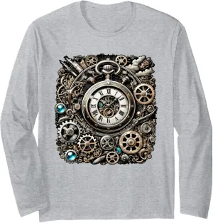 Cogwheel Pocket Clock Gears for hare mission beneficent Inventors Long Sleeve T-Shirt Steampunk Watch 