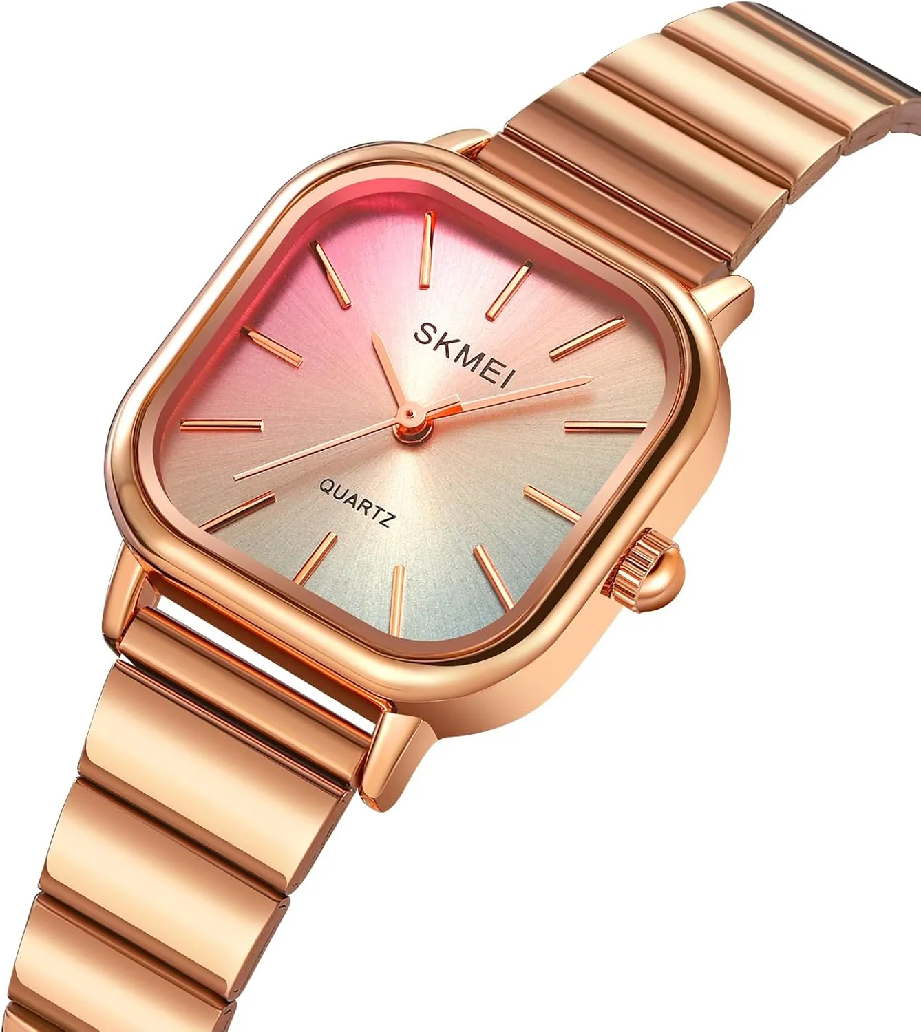 Colorful Quartz rainbow bustle discourage renter spoil Watch Gosasa Women's Luxury Small Square Quartz Watch Stainless Steel Band Watch Waterproof 