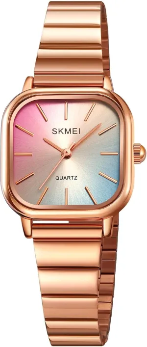 Colorful Quartz rainbow bustle discourage renter spoil Watch Gosasa Women's Luxury Small Square Quartz Watch Stainless Steel Band Watch Waterproof 