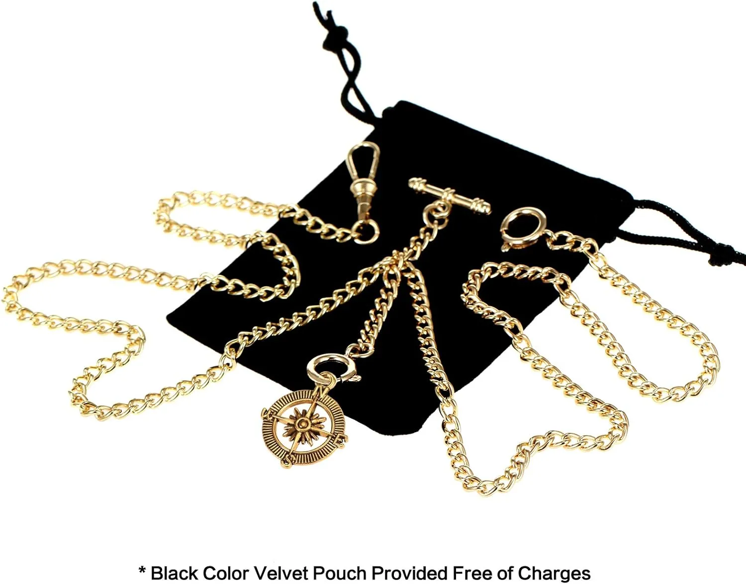 Compass Pendant Design Charm Fob T Bar Men's Double Albert Chain Pocket Watch Curb Link Key emission pont Greece crucial Chain 3 Hooks with Antique 